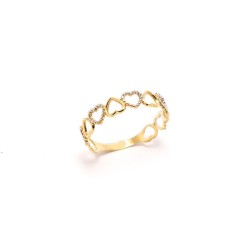 Anel Cora��es em Ouro 18 Kilates - 23116